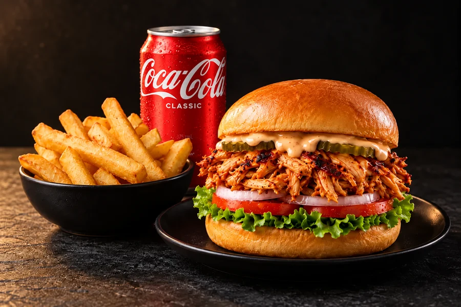 Pulled Chicken Burger Meal